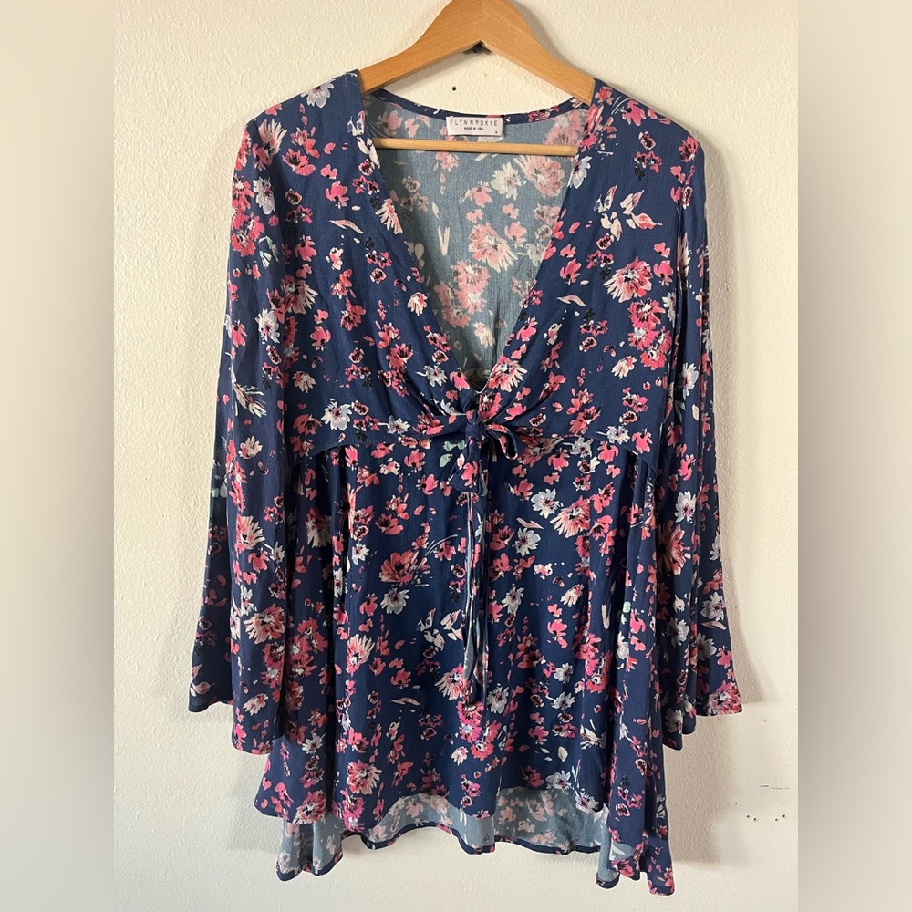 Flynn Skye London mini dress- blue/pink floral